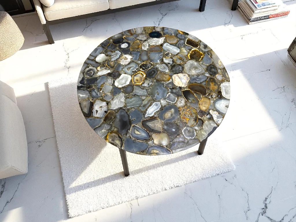 Agate Slice Round Coffee Table Luxury Furniture 